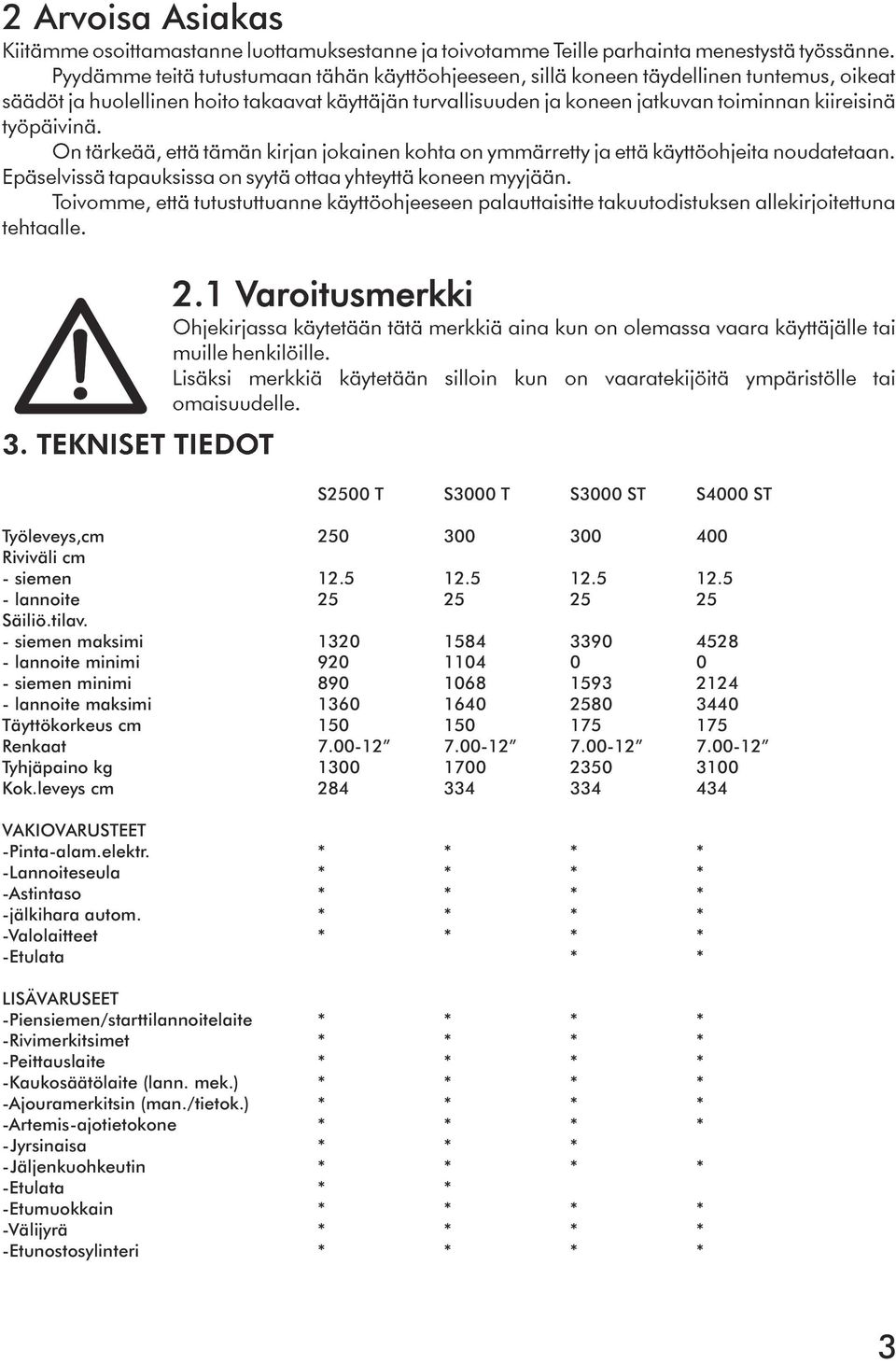 työpäivinä. On tärkeää, että tämän kirjan jokainen kohta on ymmärretty ja että käyttöohjeita noudatetaan. Epäselvissä tapauksissa on syytä ottaa yhteyttä koneen myyjään.