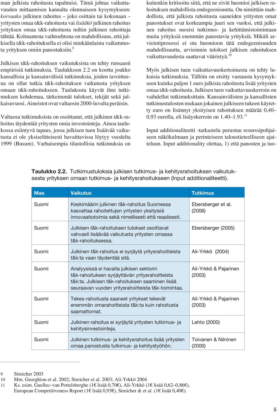 omaa t&k-rahoitusta mihin julkinen rahoittaja tähtää. Kolmantena vaihtoehtona on mahdollisuus, että julkisella t&k-rahoituksella ei olisi minkäänlaista vaikututusta yrityksen omiin panostuksiin.