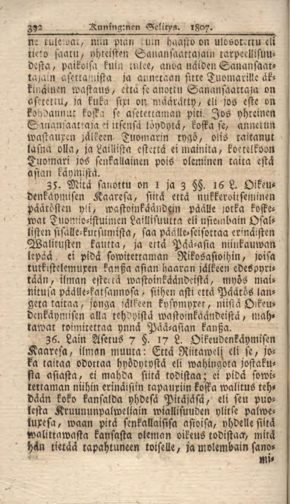 Sanansaattaja on aftcctlu^ ja kuka sixi on määrätty, eli jos este on ko kannut koffa ft aftteuaman piti.