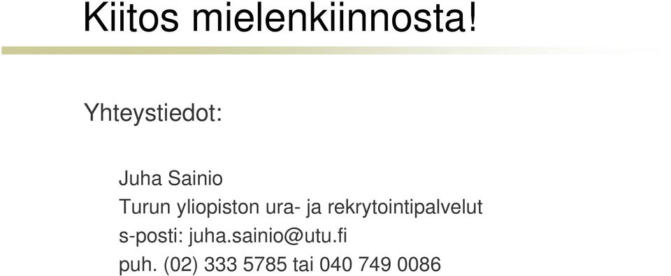yliopiston ura- ja rekrytointipalvelut