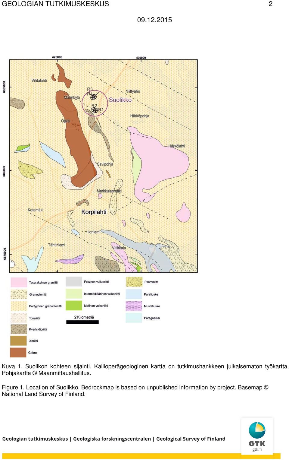 Pohjakartta Maanmittaushallitus. Figure 1. Location of Suolikko.