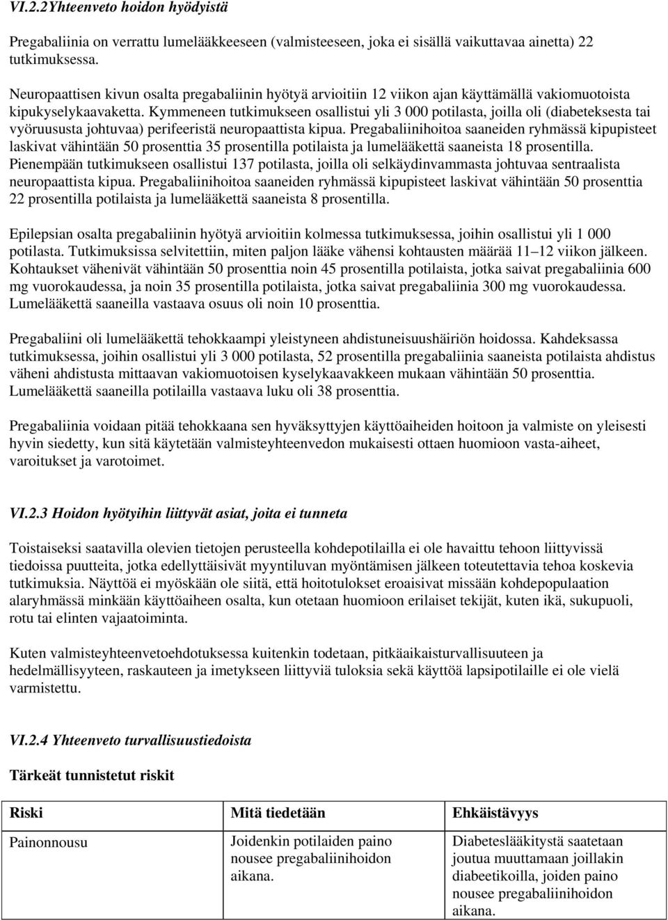 Kymmeneen tutkimukseen osallistui yli 3 000 potilasta, joilla oli (diabeteksesta tai vyöruususta johtuvaa) perifeeristä neuropaattista kipua.