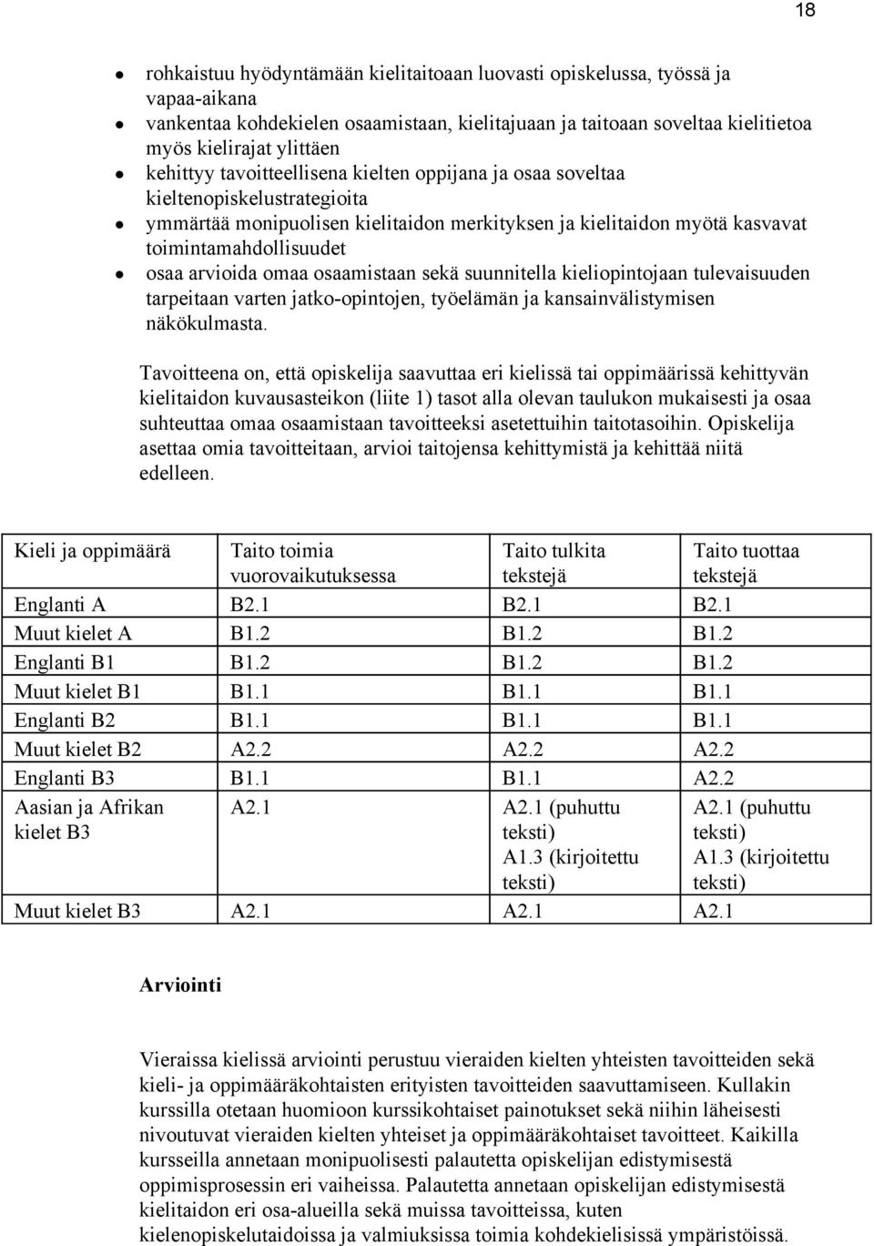 arvioida omaa osaamistaan sekä suunnitella kieliopintojaan tulevaisuuden tarpeitaan varten jatko opintojen, työelämän ja kansainvälistymisen näkökulmasta.