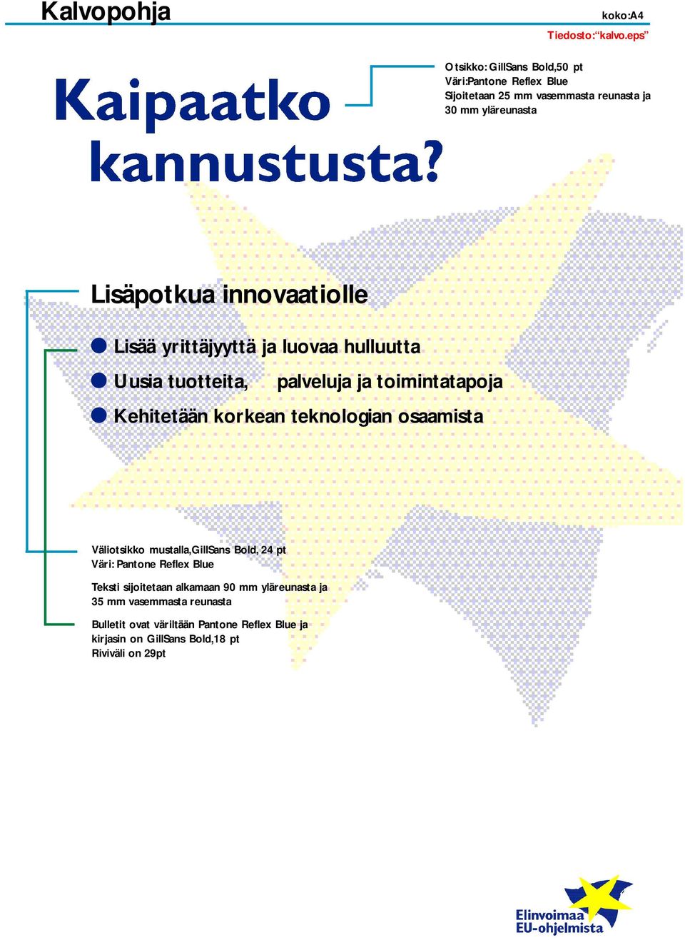 innovaatiolle Lisää yrittäjyyttä ja luovaa hulluutta Uusia tuotteita, palveluja ja toimintatapoja Kehitetään korkean teknologian