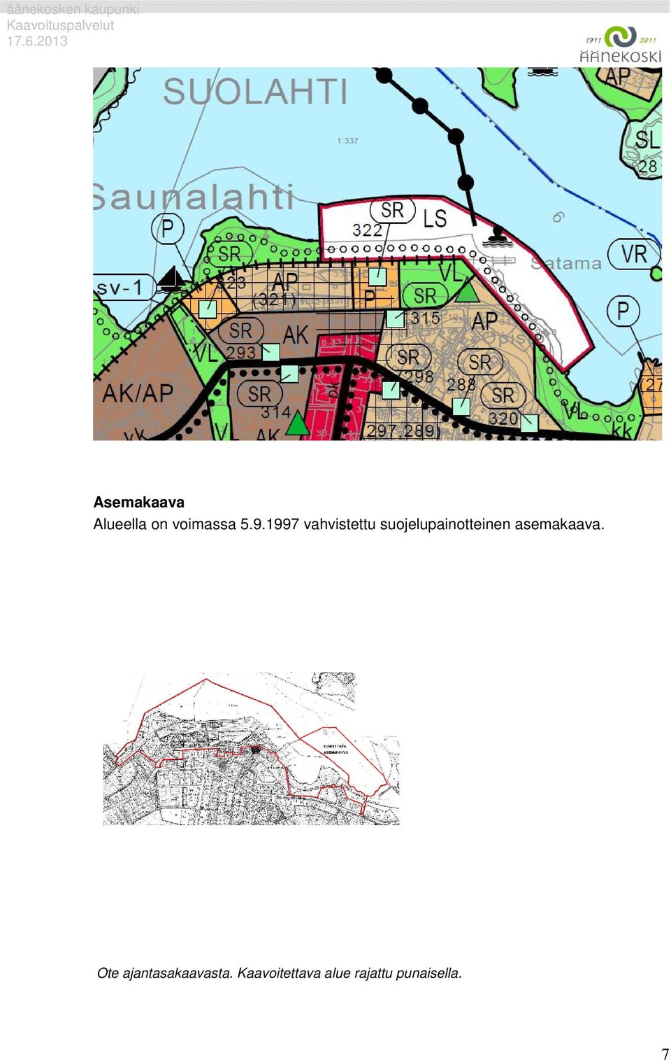 asemakaava. Ote ajantasakaavasta.