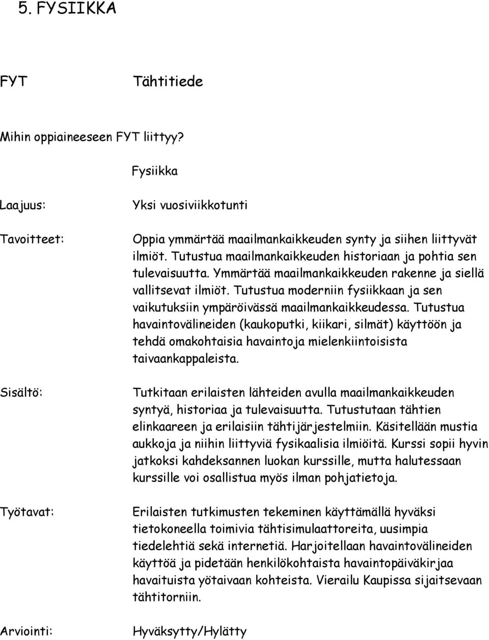 Tutustua moderniin fysiikkaan ja sen vaikutuksiin ympäröivässä maailmankaikkeudessa.