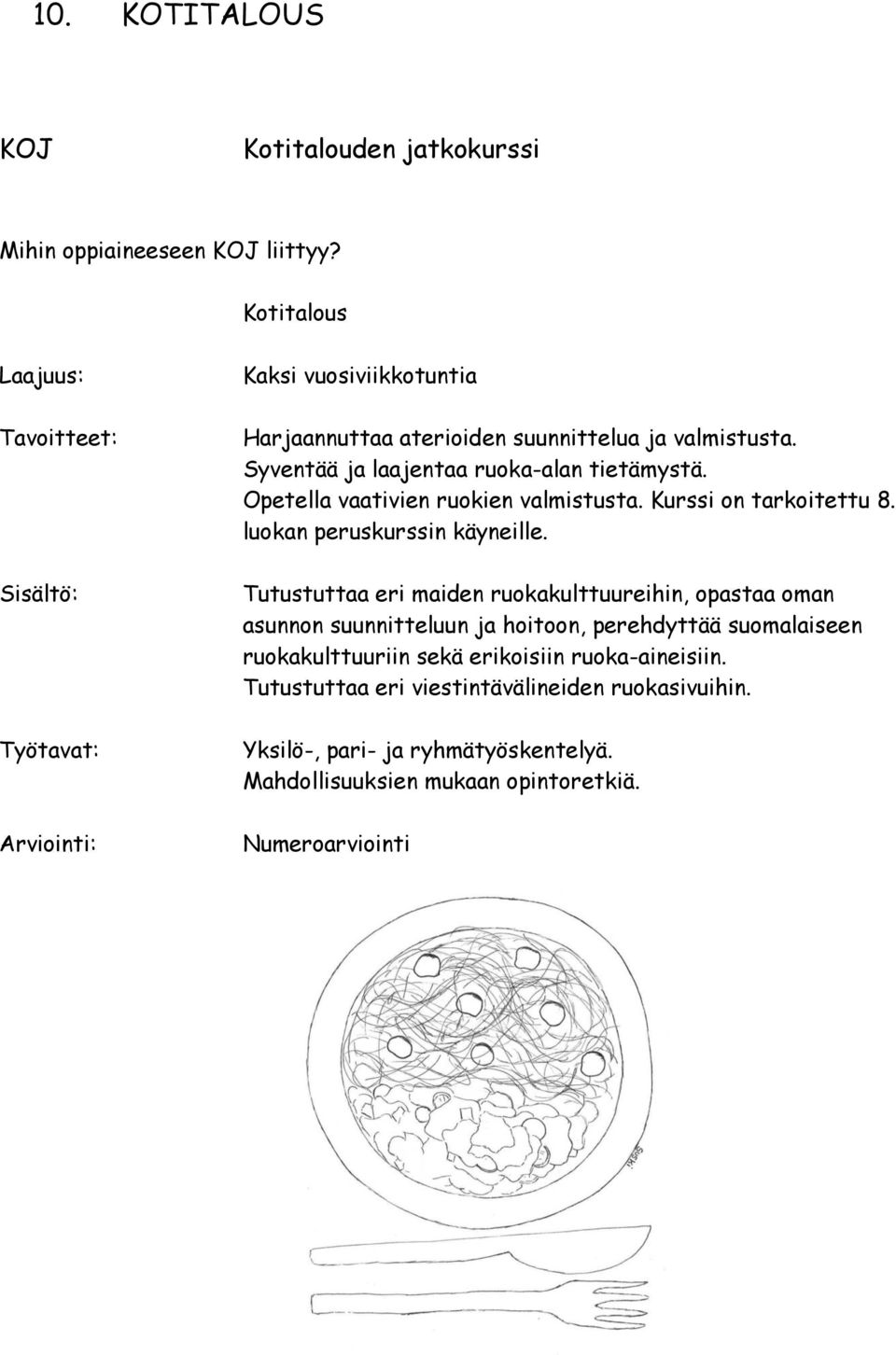 Opetella vaativien ruokien valmistusta. Kurssi on tarkoitettu 8. luokan peruskurssin käyneille.
