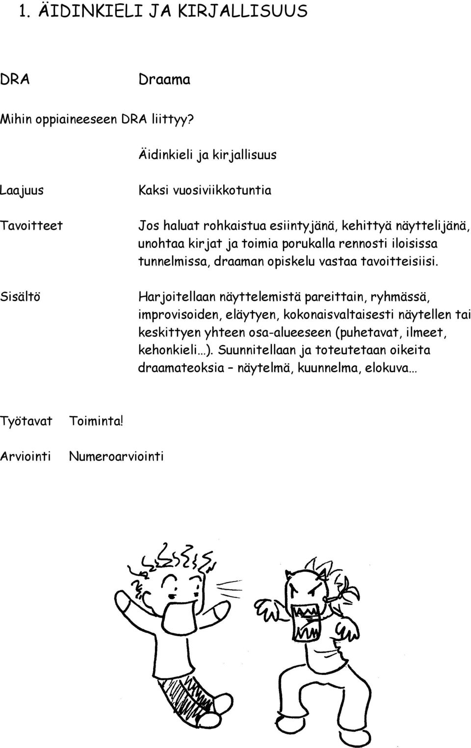 toimia porukalla rennosti iloisissa tunnelmissa, draaman opiskelu vastaa tavoitteisiisi.