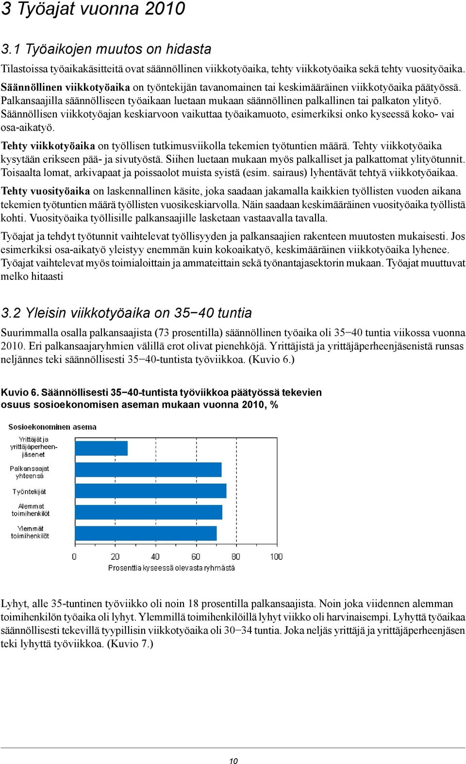 Säännöllisen viikkotyöajan keskiarvoon vaikuttaa työaikamuoto, esimerkiksi onko kyseessä koko- vai osa-aikatyö. Tehty viikkotyöaika on työllisen tutkimusviikolla tekemien työtuntien määrä.