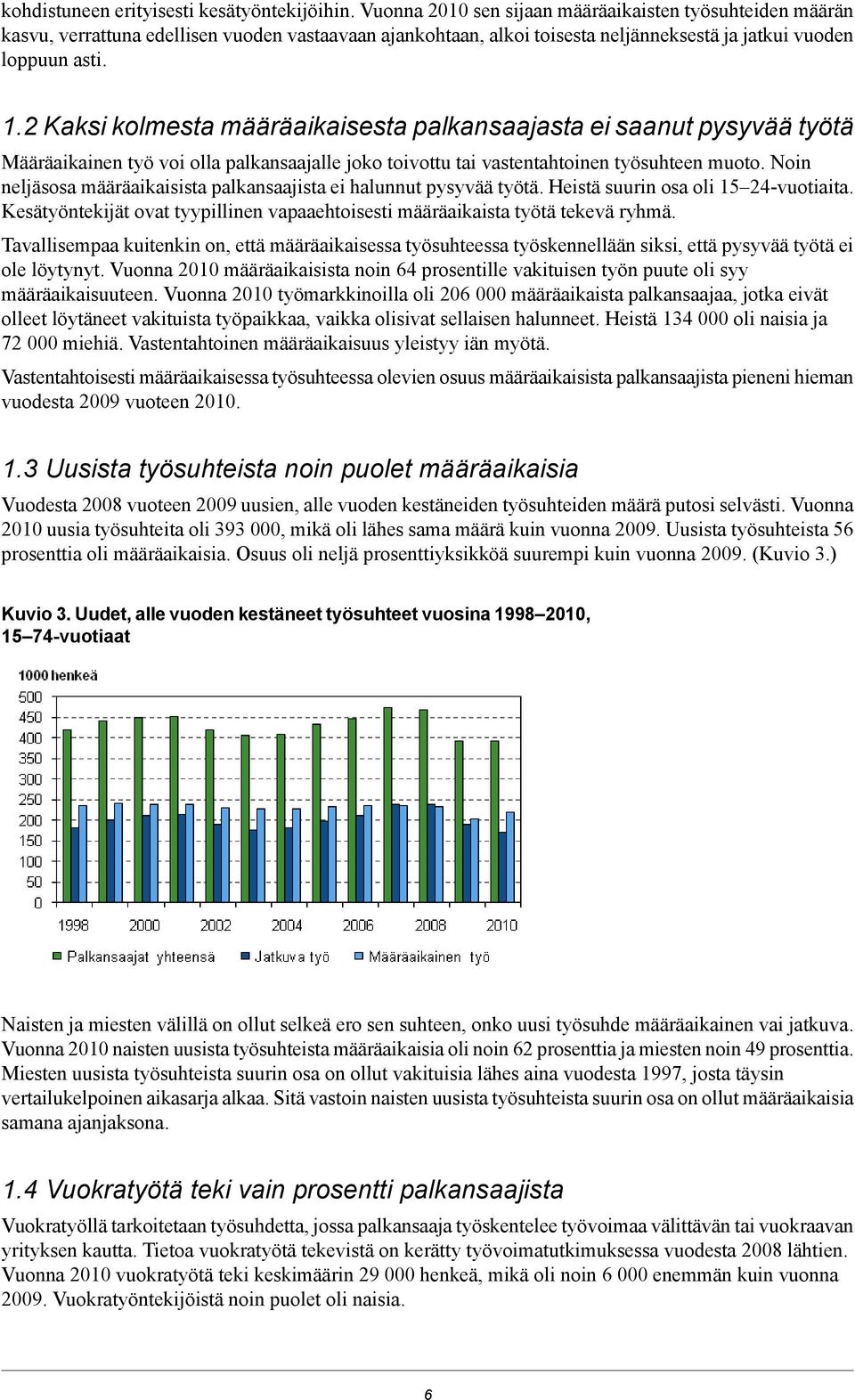 . Kaksi kolmesta määräaikaisesta palkansaajasta ei saanut pysyvää työtä Määräaikainen työ voi olla palkansaajalle joko toivottu tai vastentahtoinen työsuhteen muoto.