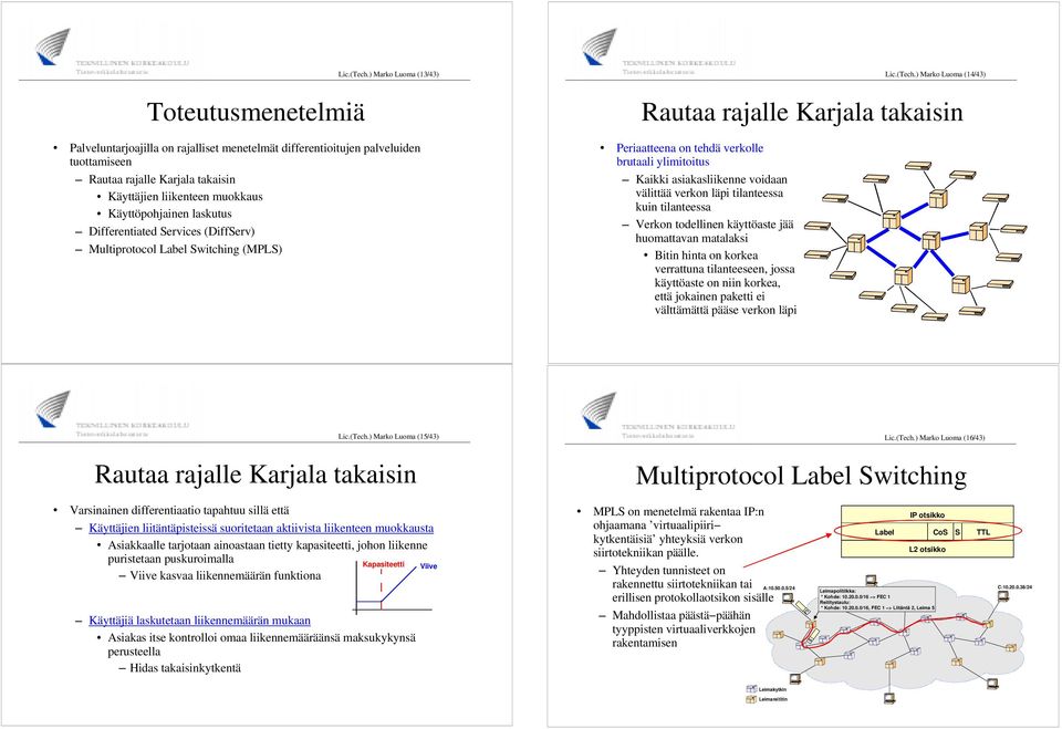 Differentiated Services (DiffServ) Multiprotocol Label Switching (MPLS) Lic.(Tech.