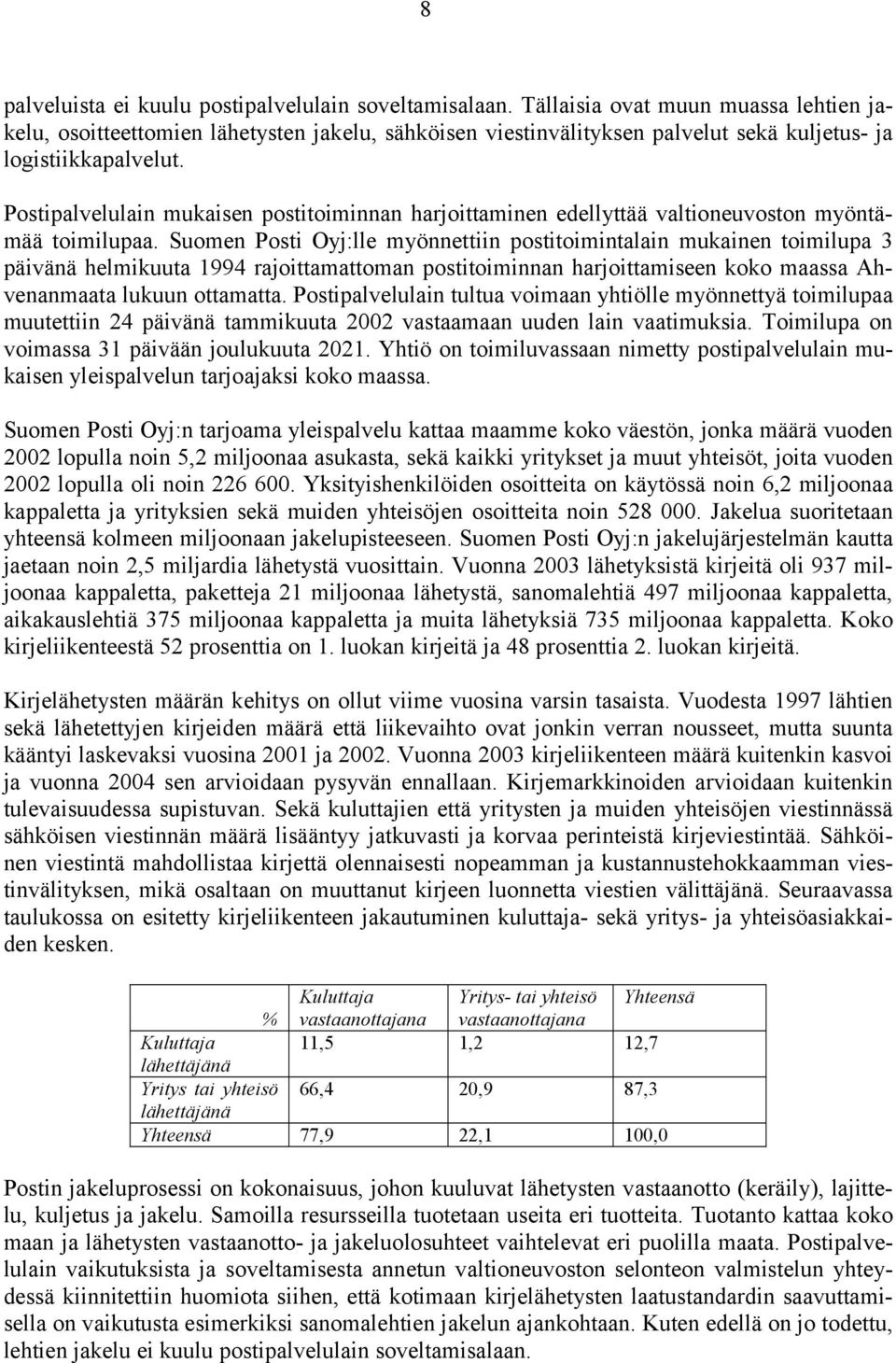 Postipalvelulain mukaisen postitoiminnan harjoittaminen edellyttää valtioneuvoston myöntämää toimilupaa.