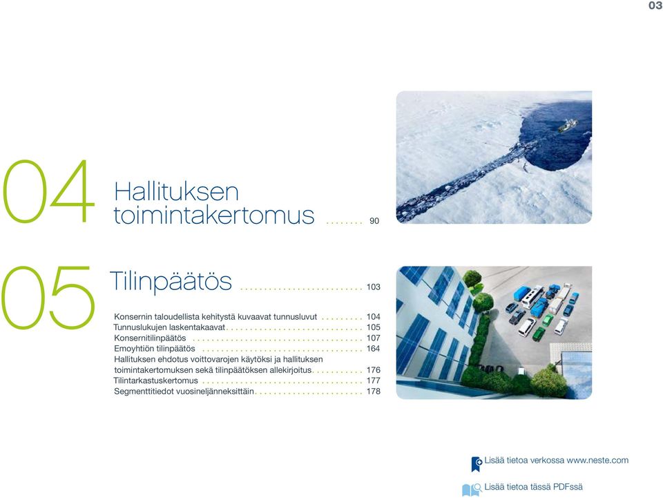 ................................... Emoyhtiön tilinpäätös................................... Hallituksen ehdotus voittovarojen käytöksi ja hallituksen toimintakertomuksen sekä tilinpäätöksen allekirjoitus.