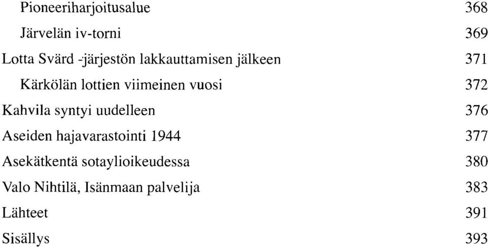 syntyi uudelleen 376 Aseiden hajavarastointi 1944 377 Asekätkentä