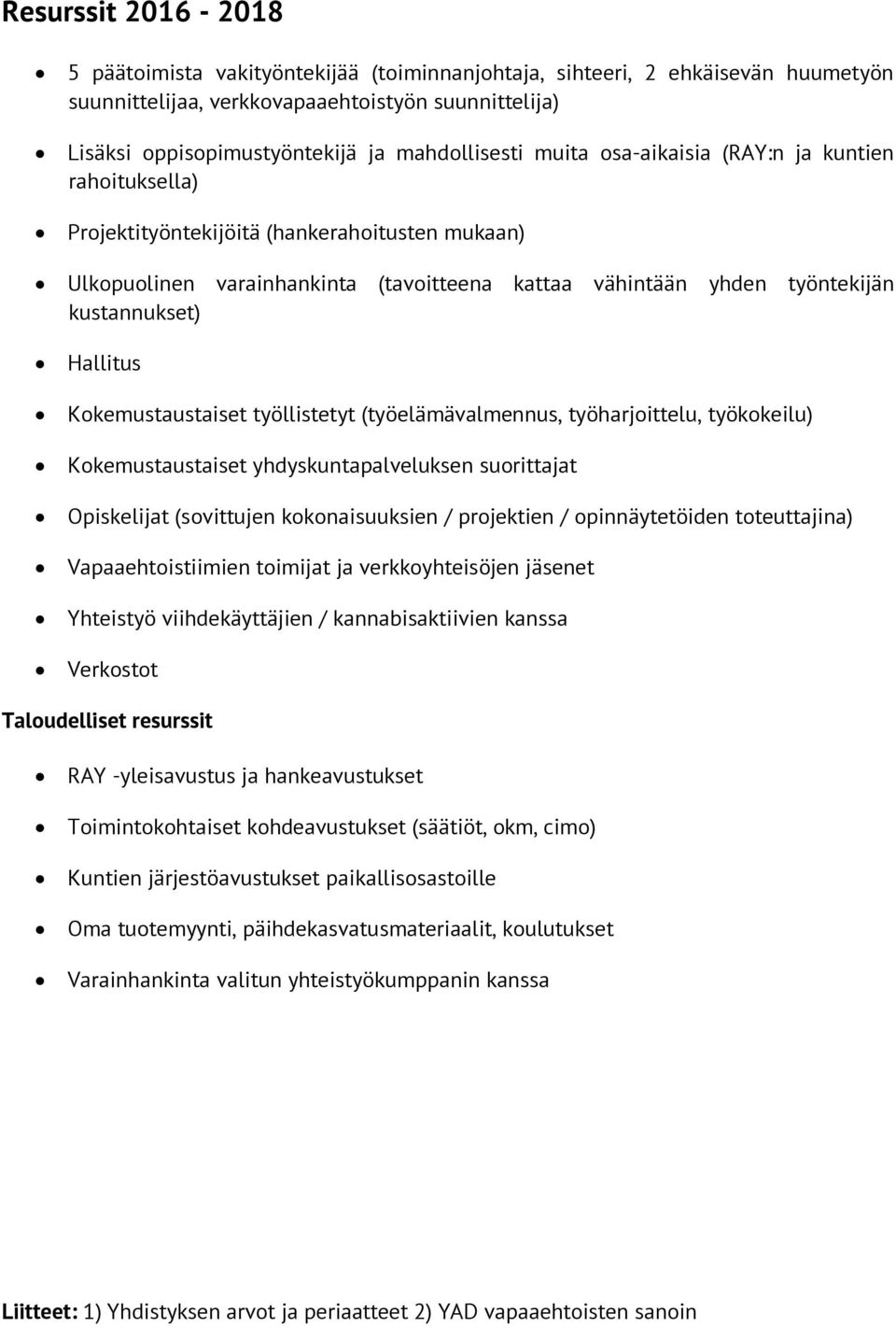 kustannukset) Hallitus Kokemustaustaiset työllistetyt (työelämävalmennus, työharjoittelu, työkokeilu) Kokemustaustaiset yhdyskuntapalveluksen suorittajat Opiskelijat (sovittujen kokonaisuuksien /