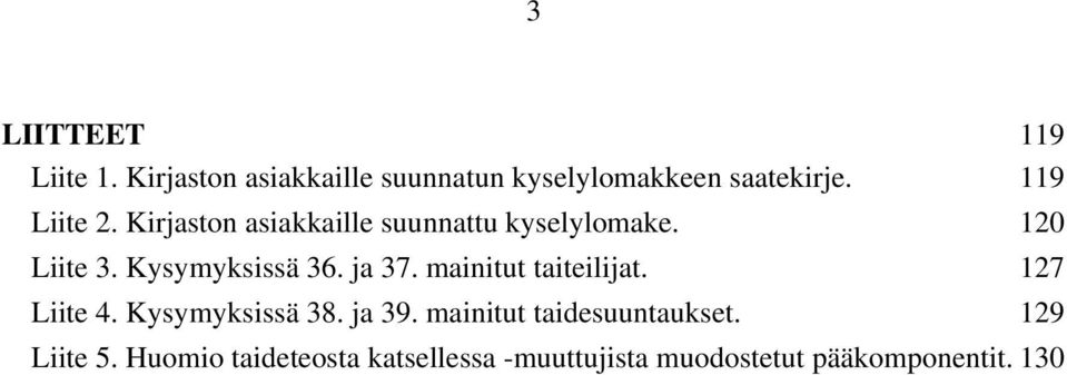 ja 37. mainitut taiteilijat. 127 Liite 4. Kysymyksissä 38. ja 39.