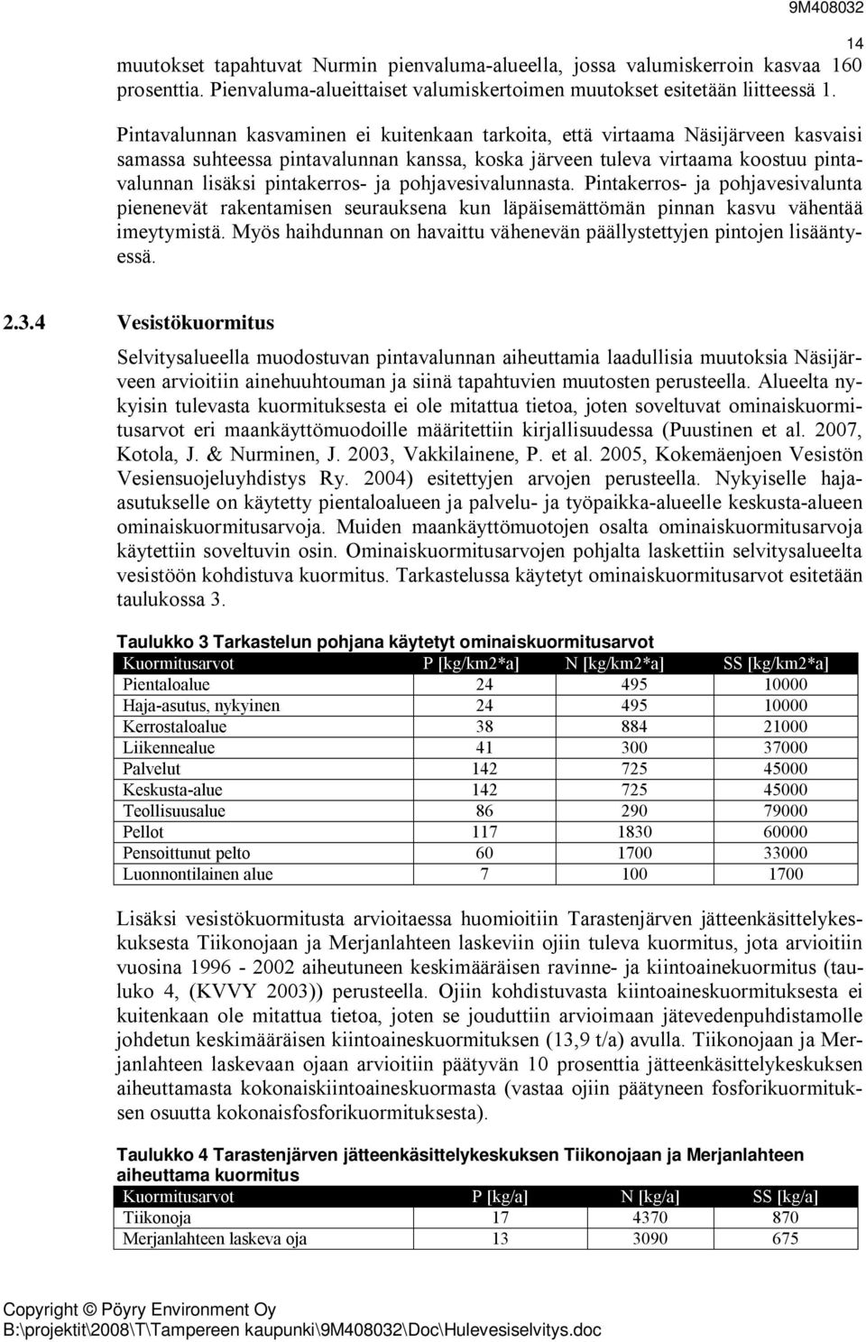 pohjavesivalunnasta. Pintakerros- ja pohjavesivalunta pienenevät rakentamisen seurauksena kun läpäisemättömän pinnan kasvu vähentää imeytymistä.