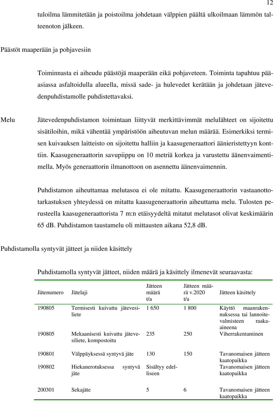 Melu Jätevedenpuhdistamon toimintaan liittyvät merkittävimmät melulähteet on sijoitettu sisätiloihin, mikä vähentää ympäristöön aiheutuvan melun määrää.