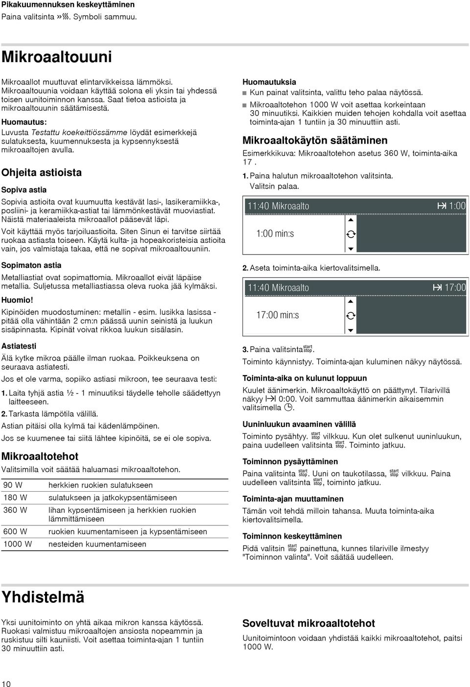 Huomautus: Luvusta Testattu koekeittiössämme löydät esimerkkejä sulatuksesta, kuumennuksesta ja kypsennyksestä mikroaaltojen avulla.