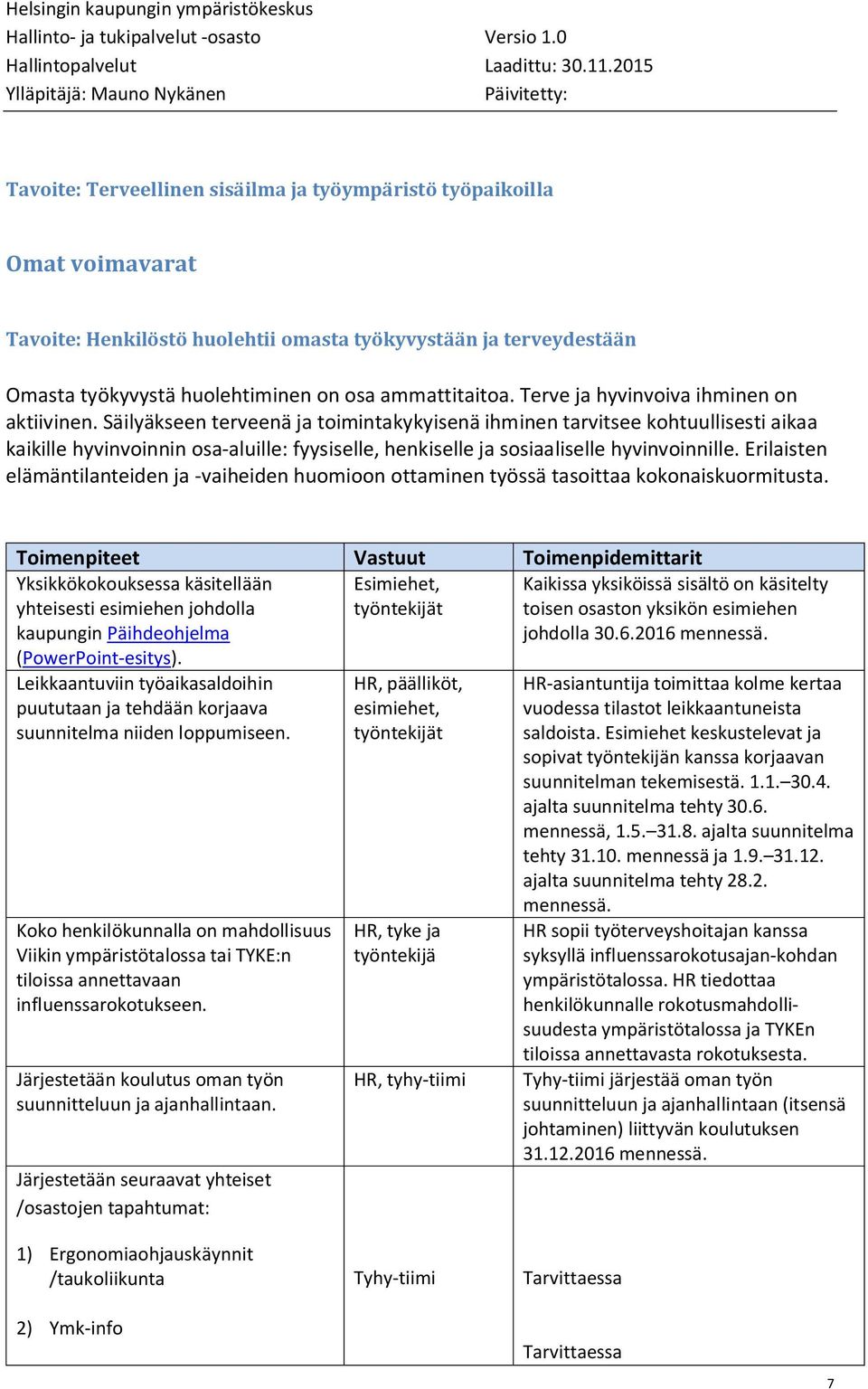 ammattitaitoa. Terve ja hyvinvoiva ihminen on aktiivinen.