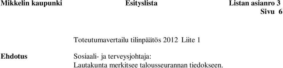 Liite 1 Ehdotus Sosiaali- ja terveysjohtaja: