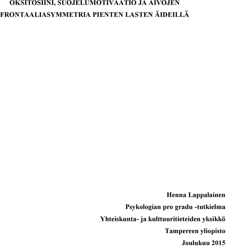 Lappalainen Psykologian pro gradu -tutkielma