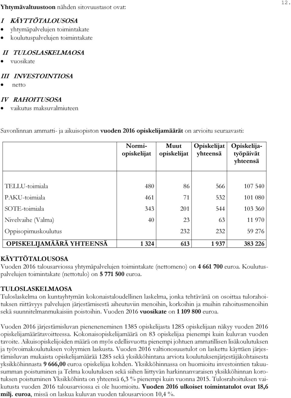 yhteensä TELLU-toimiala PAKU-toimiala SOTE-toimiala Nivelvaihe (Valma) Oppisopimuskoulutus 480 461 343 40 86 71 201 23 232 566 532 544 63 232 107 540 101 080 103 360 11 970 59 276 OPISKELIJAMÄÄRÄ