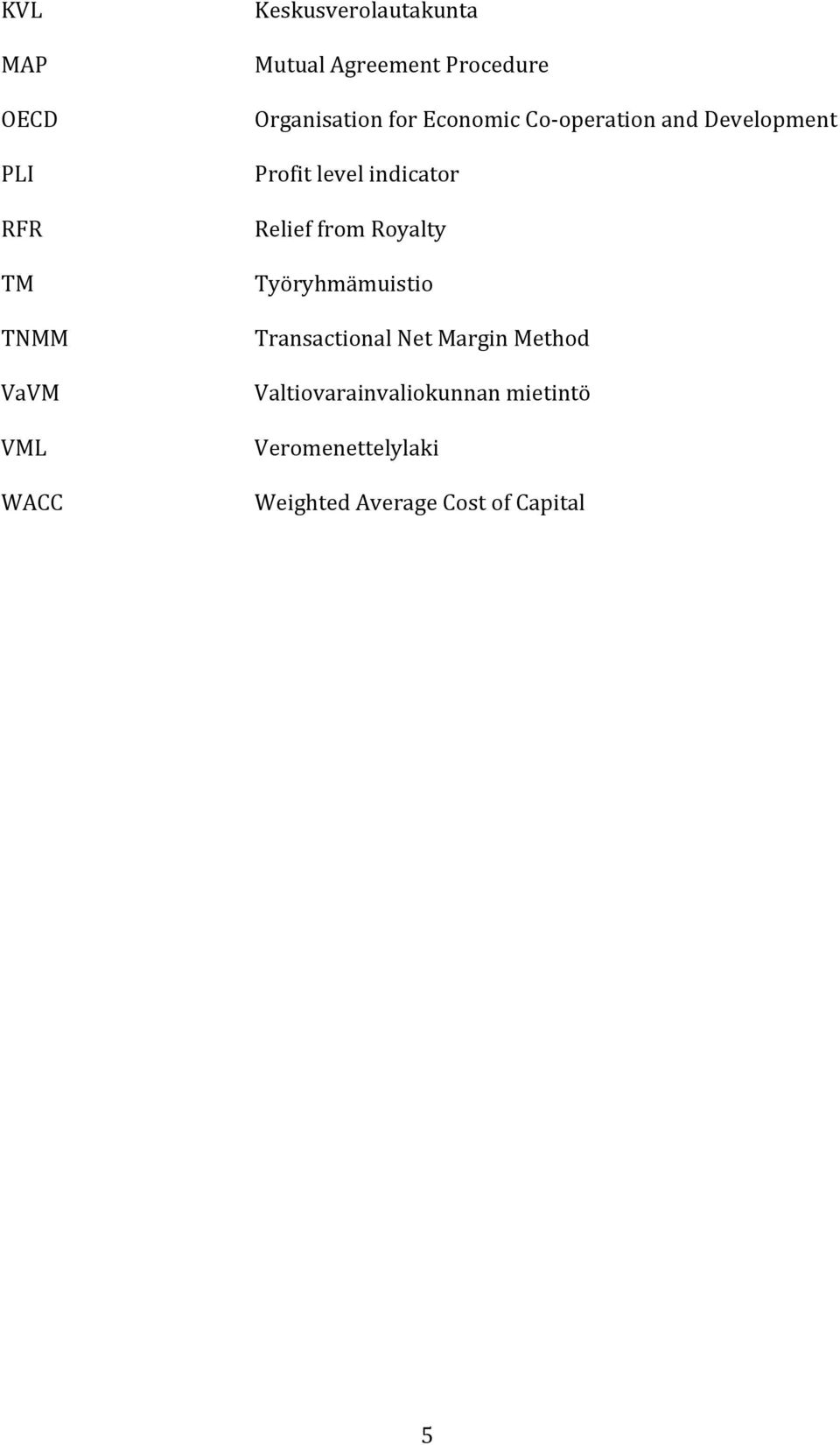 indicator Relief from Royalty Työryhmämuistio Transactional Net Margin Method