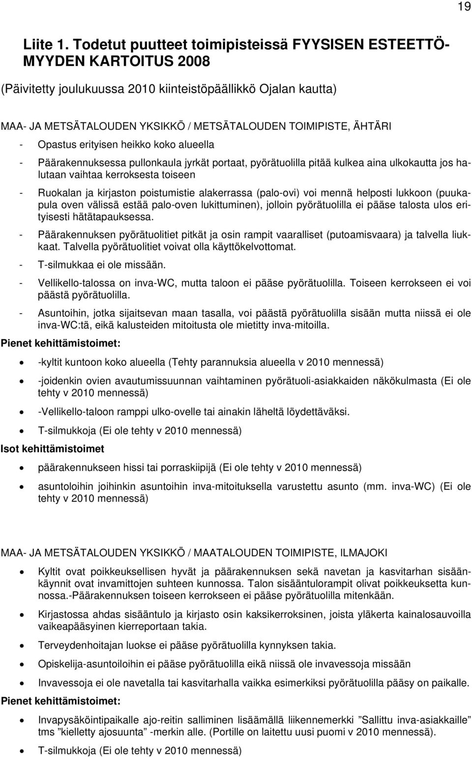 ÄHTÄRI - Opastus erityisen heikko koko alueella - Päärakennuksessa pullonkaula jyrkät portaat, pyörätuolilla pitää kulkea aina ulkokautta jos halutaan vaihtaa kerroksesta toiseen - Ruokalan ja