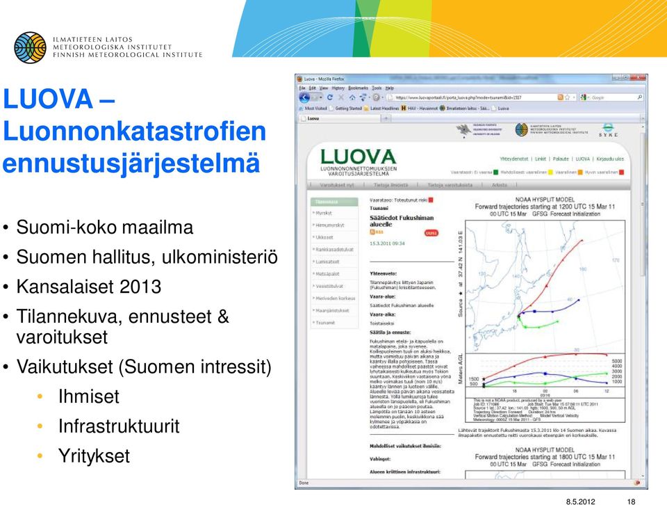 Tilannekuva, ennusteet & varoitukset Vaikutukset (Suomen