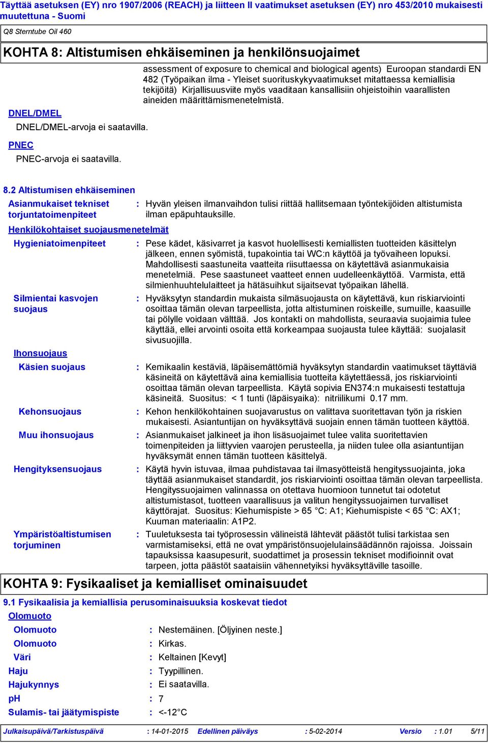 kansallisiin ohjeistoihin vaarallisten aineiden määrittämismenetelmistä. 8.