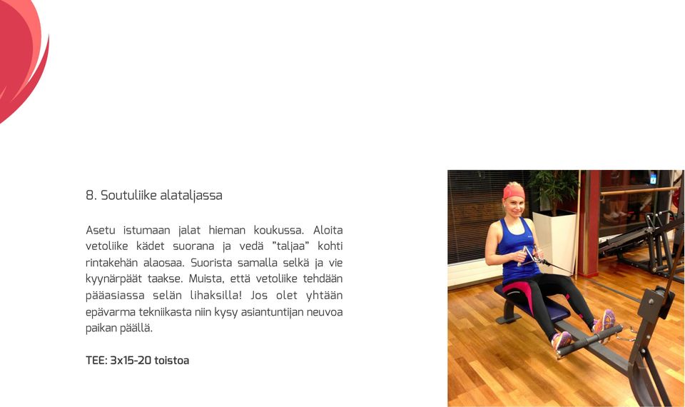 Suorista samalla selkä ja vie kyynärpäät taakse.