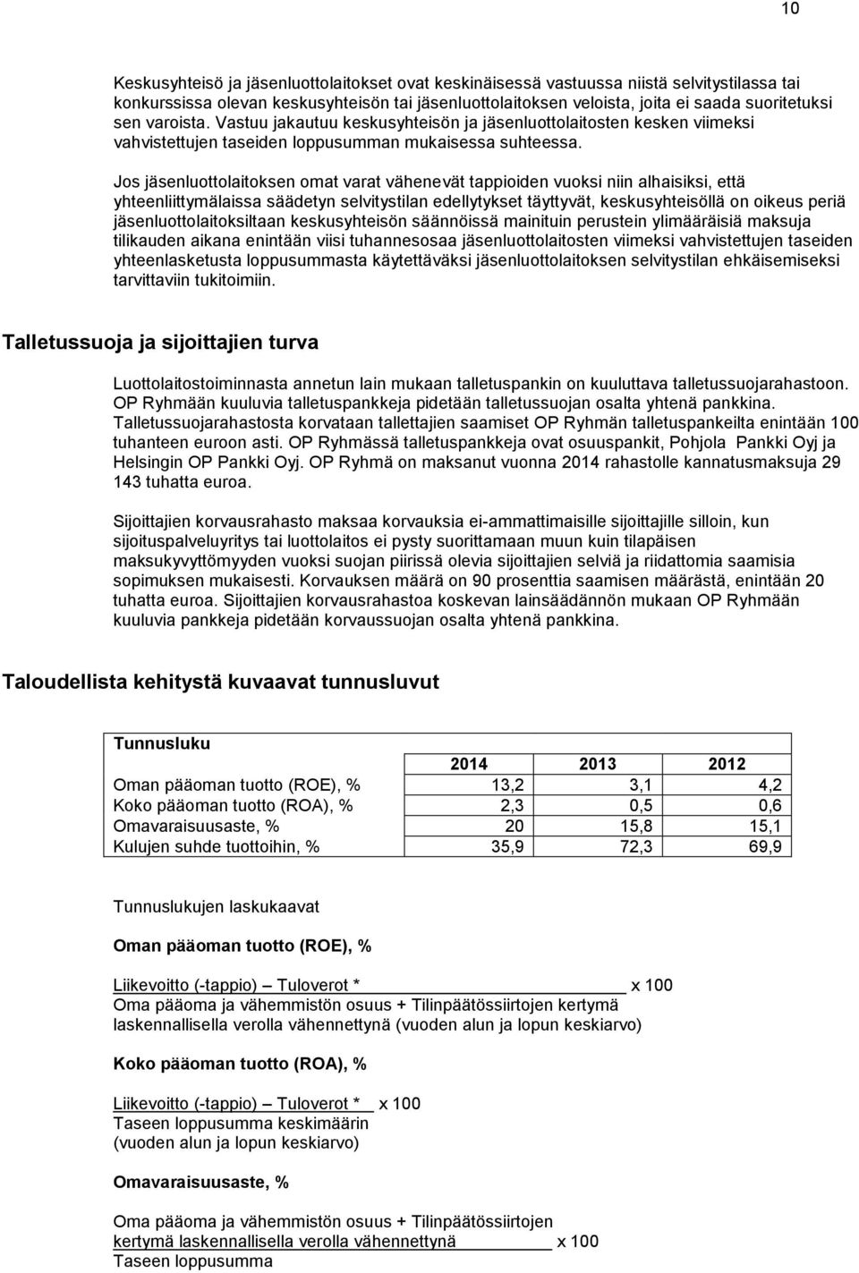 Jos jäsenluottolaitoksen omat varat vähenevät tappioiden vuoksi niin alhaisiksi, että yhteenliittymälaissa säädetyn selvitystilan edellytykset täyttyvät, keskusyhteisöllä on oikeus periä