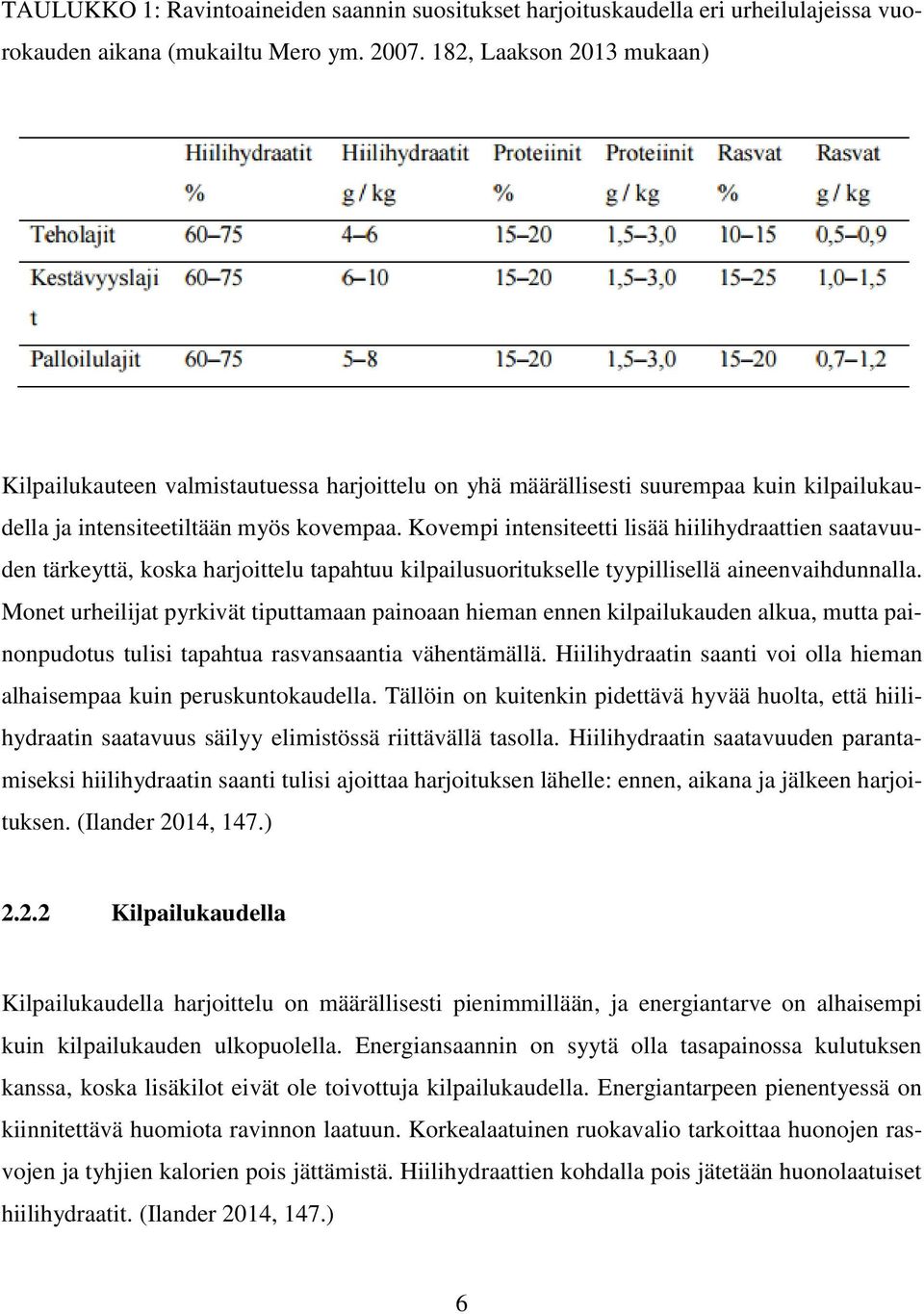 Kovempi intensiteetti lisää hiilihydraattien saatavuuden tärkeyttä, koska harjoittelu tapahtuu kilpailusuoritukselle tyypillisellä aineenvaihdunnalla.