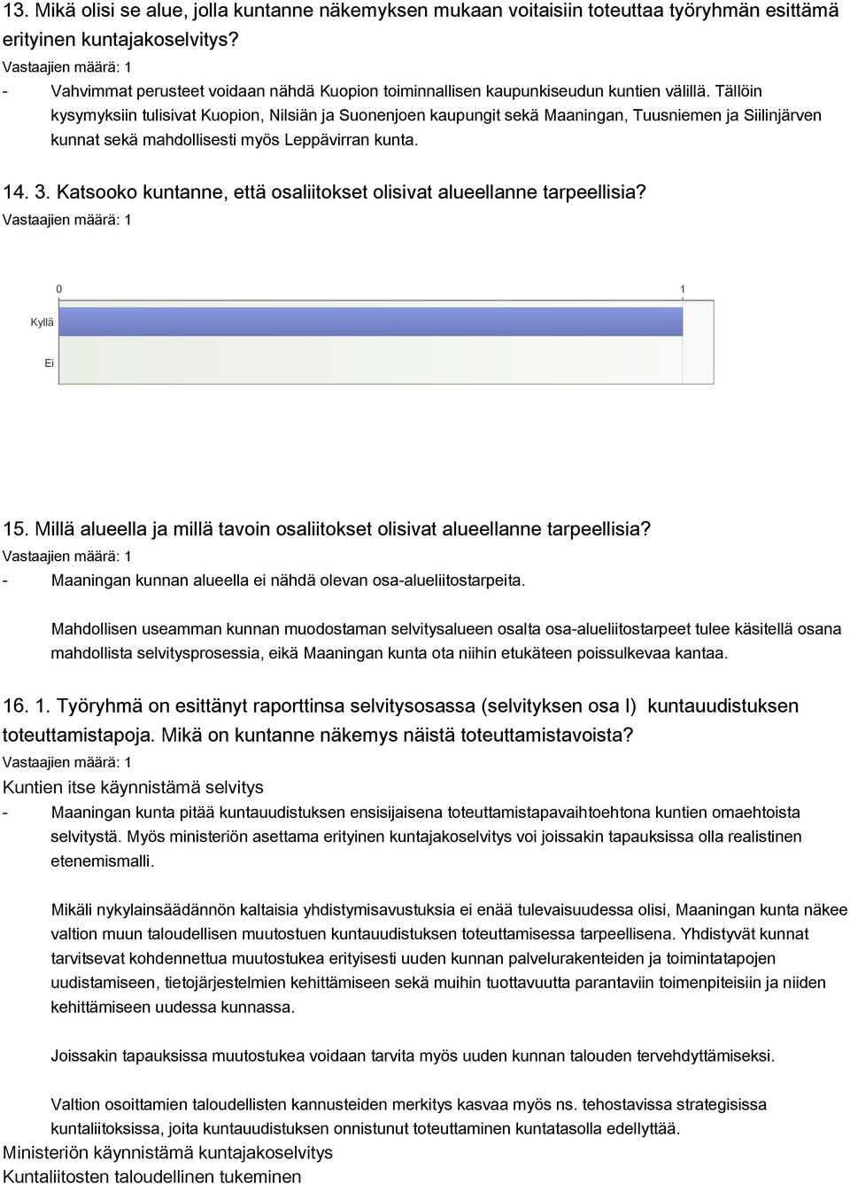 Tällöin kysymyksiin tulisivat Kuopion, Nilsiän ja Suonenjoen kaupungit sekä Maaningan, Tuusniemen ja Siilinjärven kunnat sekä mahdollisesti myös Leppävirran kunta. 14. 3.