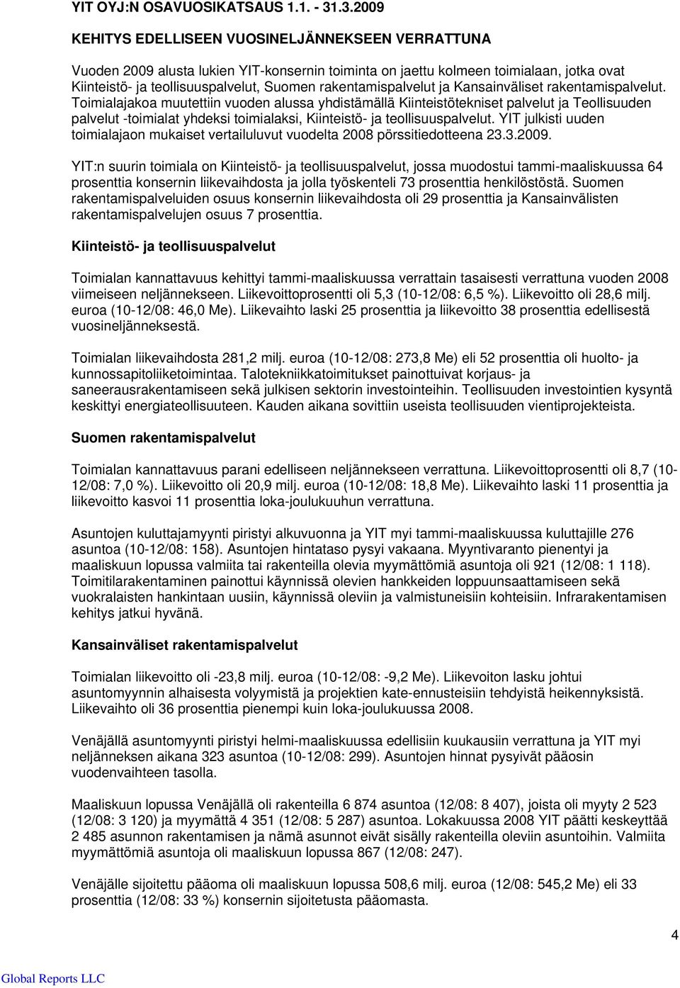 rakentamispalvelut ja Kansainväliset rakentamispalvelut.