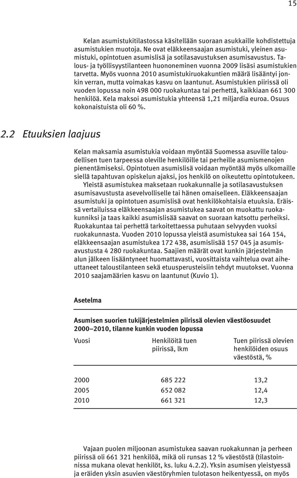 Myös vuonna 2010 asumistukiruokakuntien määrä lisääntyi jonkin verran, mutta voimakas kasvu on laantunut.