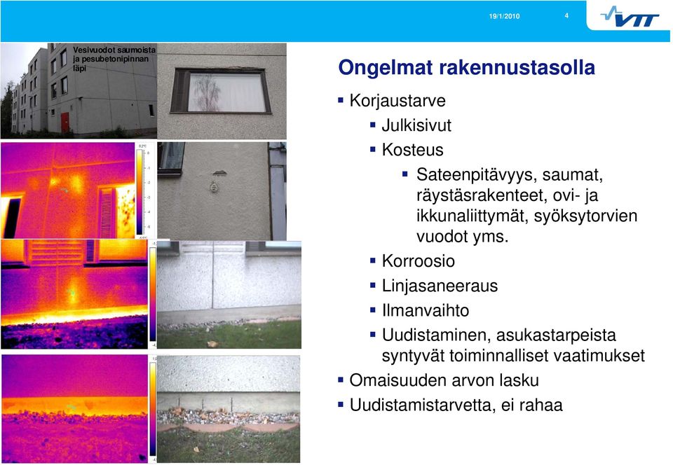 syöksytorvien vuodot yms.