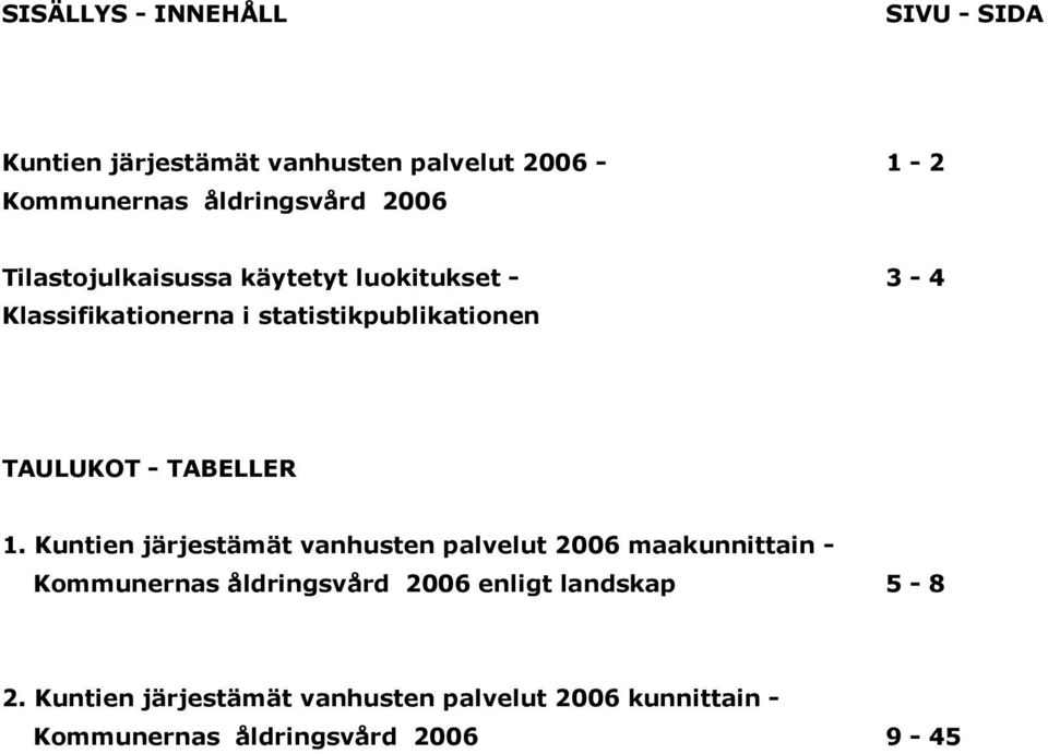 statistikpublikationen TAULUKOT - TABELLER 1.