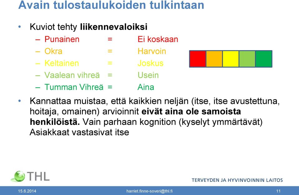 neljän (itse, itse avustettuna, hoitaja, omainen) arvioinnit eivät aina ole samoista henkilöistä.