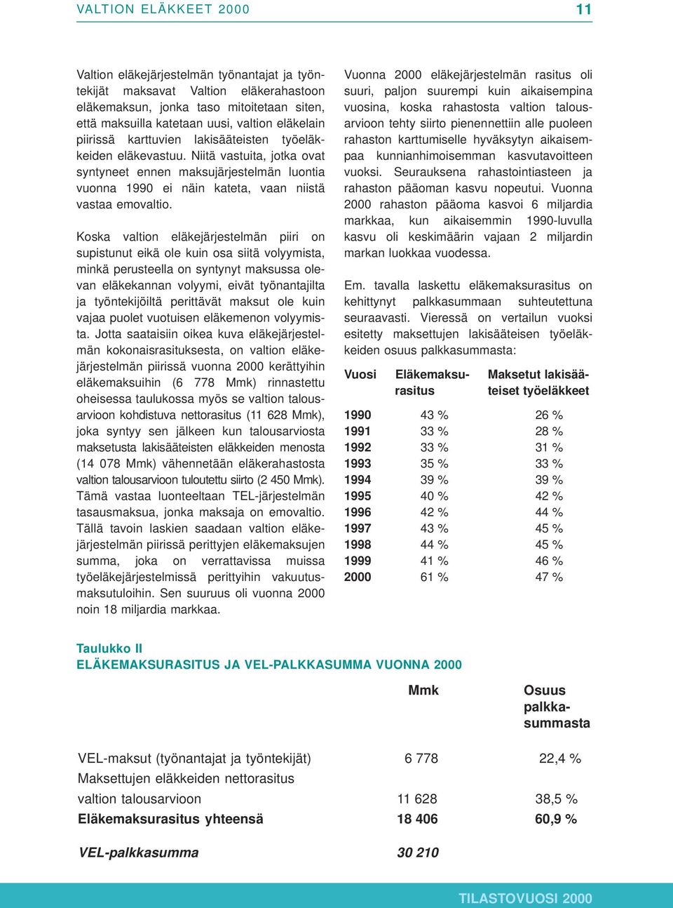 Koska valtion eläkejärjestelmän piiri on supistunut eikä ole kuin osa siitä volyymista, minkä perusteella on syntynyt maksussa olevan eläkekannan volyymi, eivät työnantajilta ja työntekijöiltä