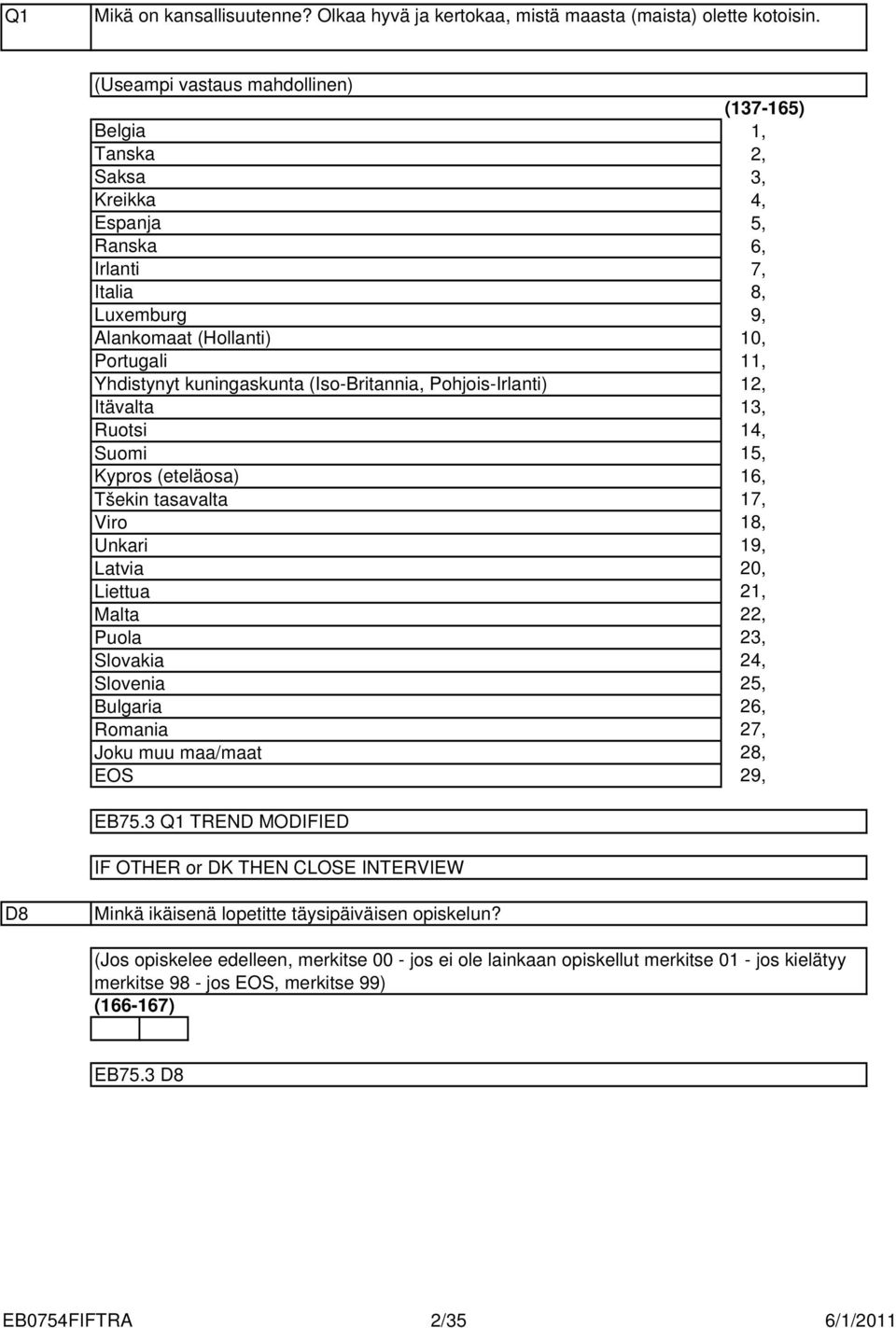 Itävalta Ruotsi Suomi Kypros (eteläosa) Tšekin tasavalta Viro Unkari Latvia Liettua Malta Puola Slovakia Slovenia Bulgaria Romania Joku muu maa/maat (7-6),,,,, 6, 7, 8, 9, 0,,,,,, 6, 7, 8,