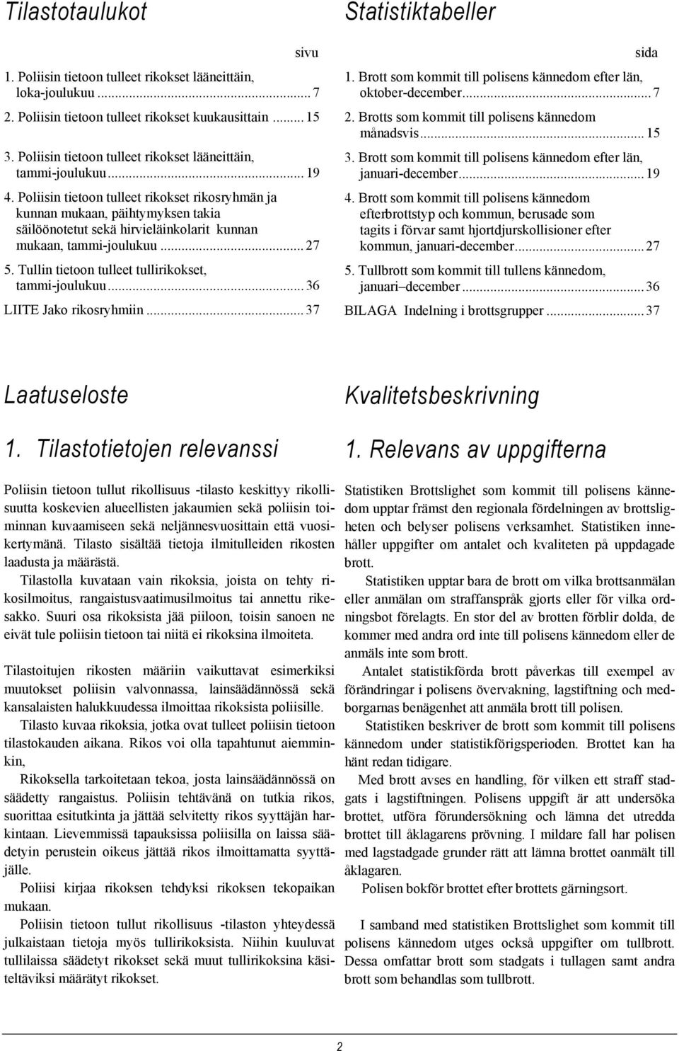 Poliisin tietoon tulleet rikokset rikosryhmän ja kunnan mukaan, päihtymyksen takia säilöönotetut sekä hirvieläinkolarit kunnan mukaan, tammi-joulukuu... 27 5.