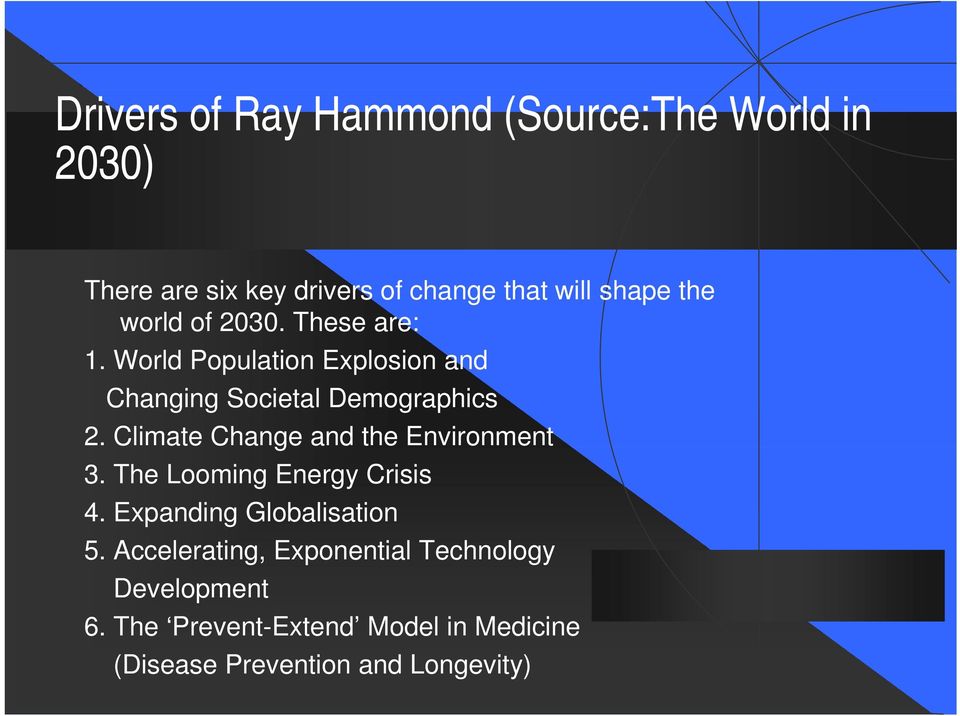 Climate Change and the Environment 3. The Looming Energy Crisis 4. Expanding Globalisation 5.