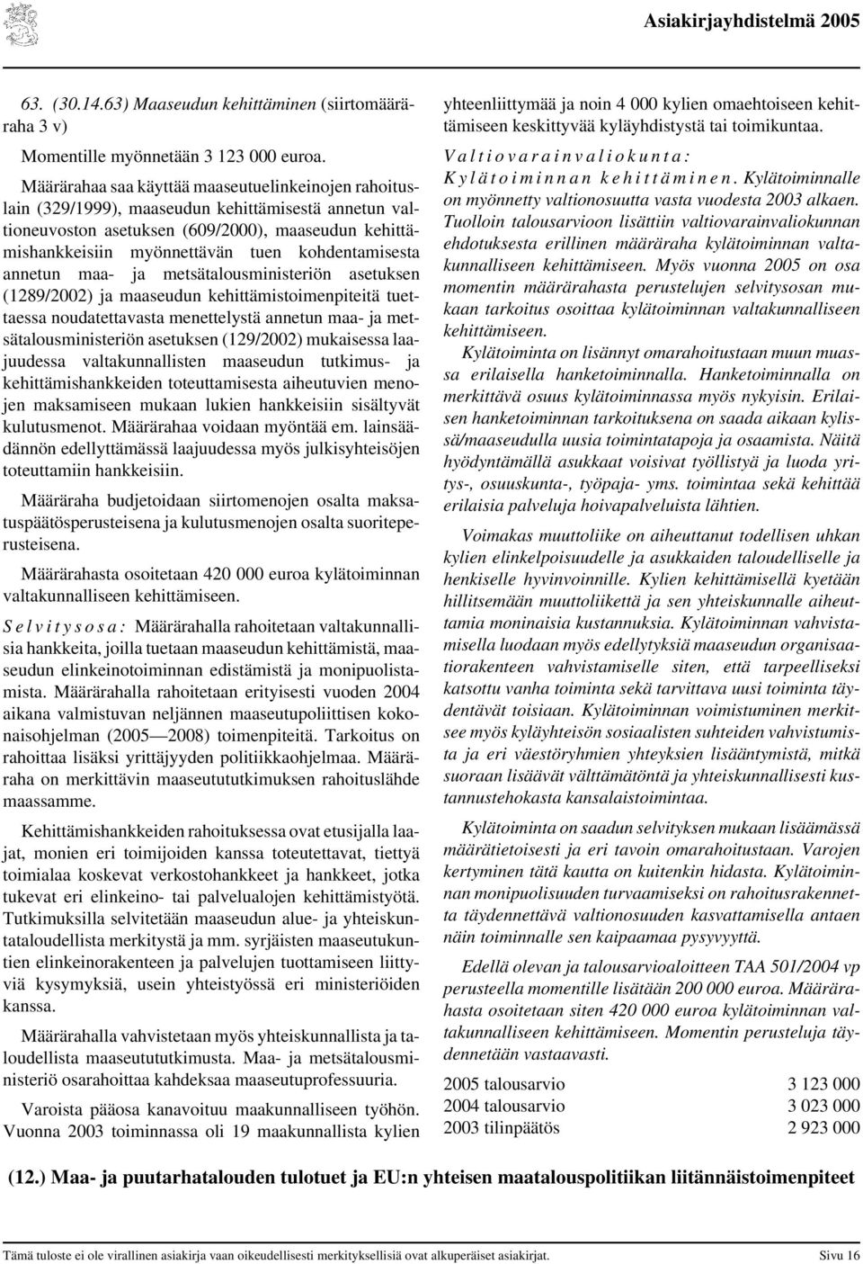 kohdentamisesta annetun maa- ja metsätalousministeriön asetuksen (1289/2002) ja maaseudun kehittämistoimenpiteitä tuettaessa noudatettavasta menettelystä annetun maa- ja metsätalousministeriön