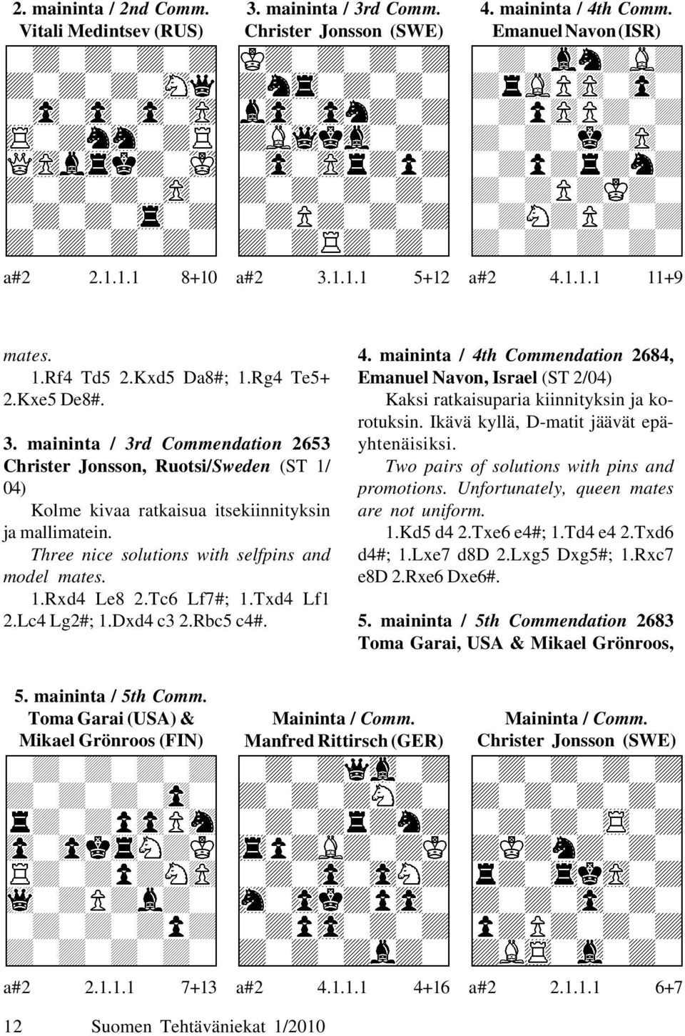 Three nice solutions with selfpins and model mates. 1.Rxd4 Le8 2.Tc6 Lf7#; 1.Txd4 Lf1 2.Lc4 Lg2#; 1.Dxd4 c3 2.Rbc5 c4#. 4.