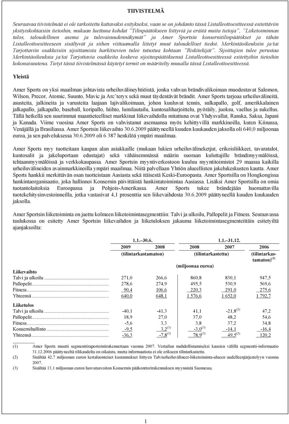 sisältyvät ja siihen viittaamalla liitetyt muut taloudelliset tiedot. Merkintäoikeuksiin ja/tai Tarjottaviin osakkeisiin sijoittamista harkitsevien tulee tutustua kohtaan Riskitekijät.