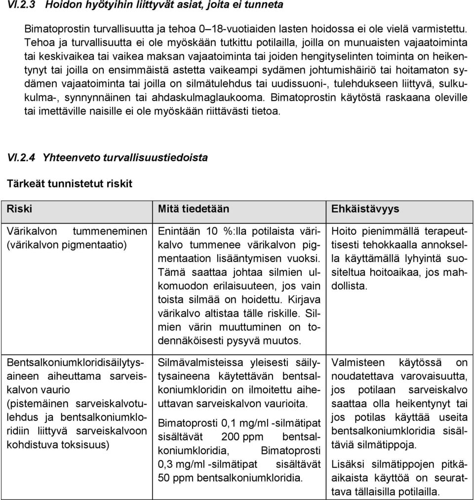 joilla on ensimmäistä astetta vaikeampi sydämen johtumishäiriö tai hoitamaton sydämen vajaatoiminta tai joilla on silmätulehdus tai uudissuoni-, tulehdukseen liittyvä, sulkukulma-, synnynnäinen tai