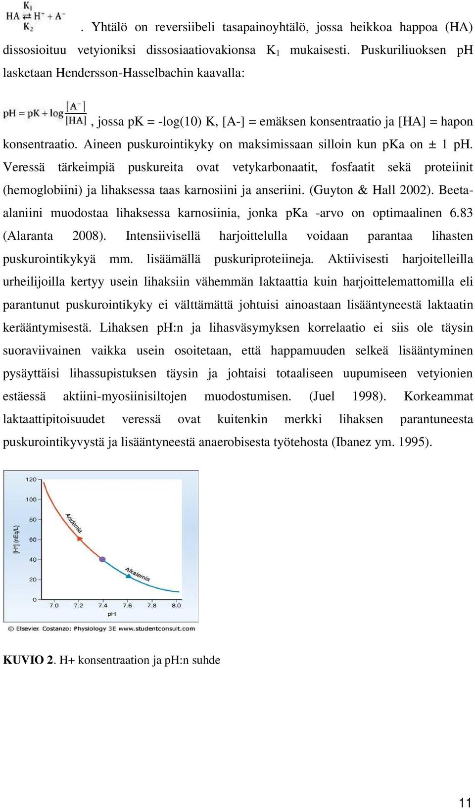 Aineen puskurointikyky on maksimissaan silloin kun pka on ± 1 ph.