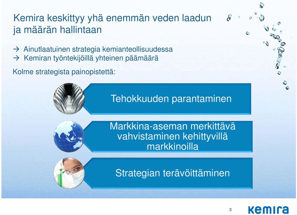 yhteinen päämäärä Kolme strategista painopistettä: Tehokkuuden parantaminen